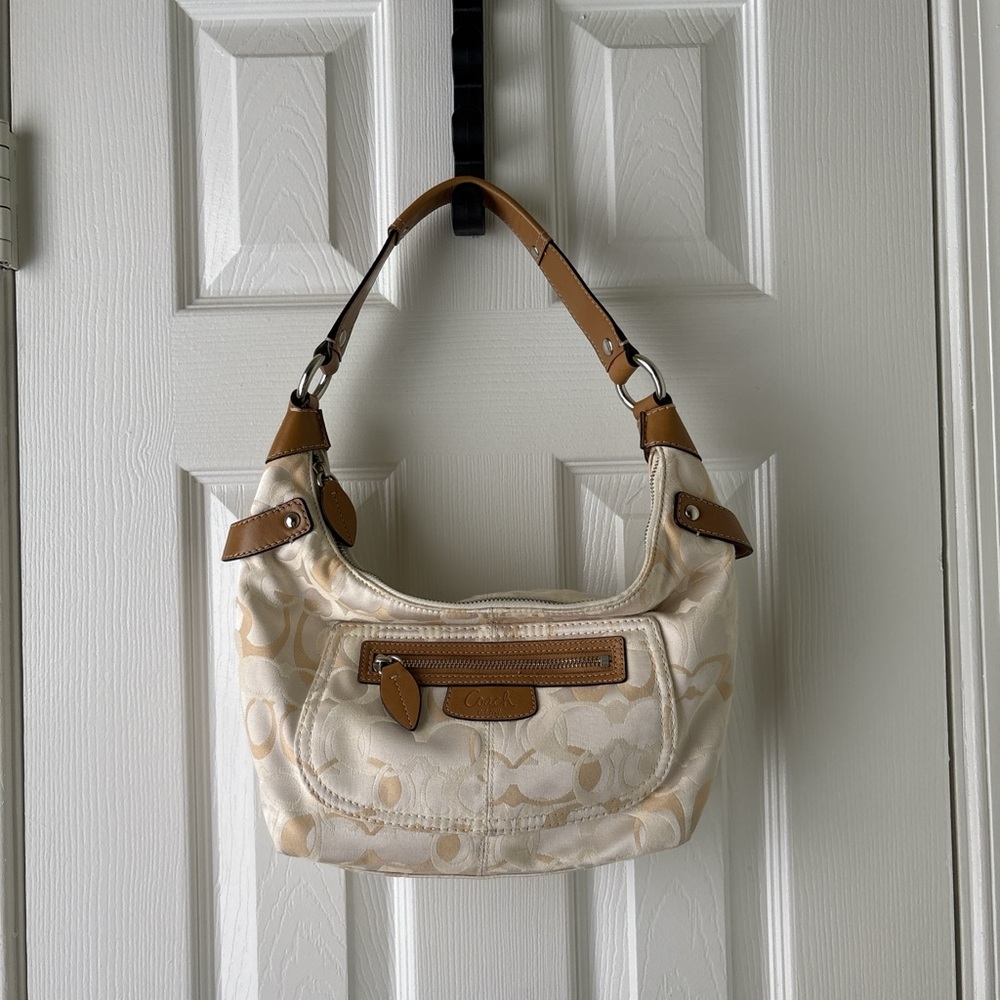Coach Beige and Brown Shoulder Bag